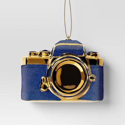 Christmas Blue Glass Camera Ornament - Wondershop™