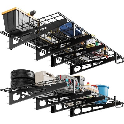 Garage Storage Rack, Wall Mounted Storage Shelves, 300 lbs Capacity Garage Storage Rack Shelves, 2 Pack Garage Wall Shelving for Shed, Garage