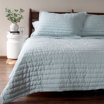 French Linen Channel Stitch Quilt & Sham Set | BOKSER HOME