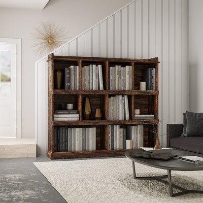 10 Cube Bookshelf, Wooden 3 Tier Modern Bookcase, Bookshelf Organizer Storage Shelves, Low Display Cabinet 4W - ModernLuxe