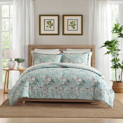 Laura Ashley Rosemoore Face Green Full/Queen Comforter Set