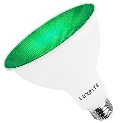 Luxrite LED PAR38 Flood Green Light Bulb, 8W=45W Equivalent, Damp Rated, UL Listed, E26 Base, Indoor Outdoor, Decoration, Home Lighting