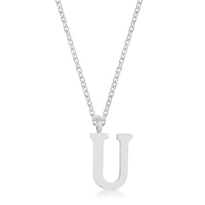 Slickblue Personalized Stainless Steel Initial Necklace, 16" Chain with 2" Extender, Rose Gold/Silver, Choose Letter I-Z