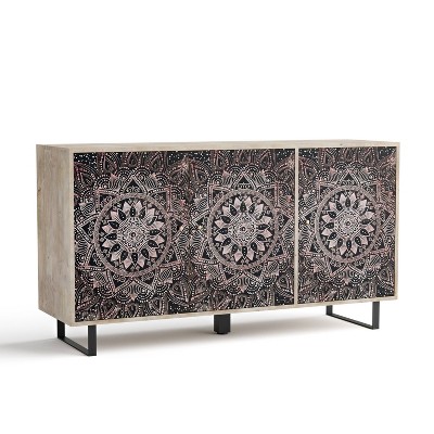 24/7 Shop At Home Johne Buffet Server Mango Wood with 4 Shelves