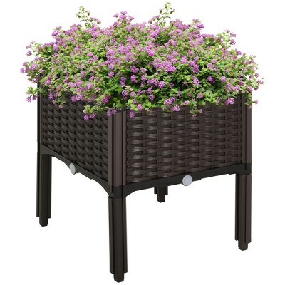 Gulches Elevated Self-Watering Planter Box with Modular Design, Brown