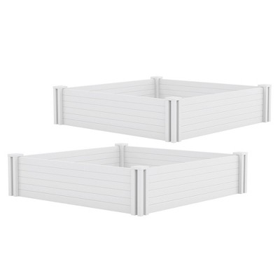 Suncast 49"x48" 2pc Outdoor Raised Square Resin Garden Bed White