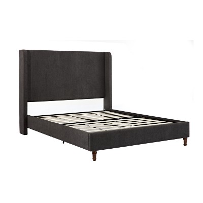 GDFStudio Eveleth 54" Headboard Upholstered Wingback Bed with Solid Wood Legs