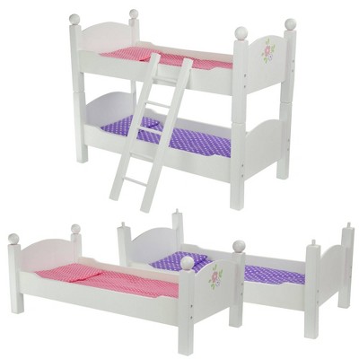 Olivia's Little World Polka Dots Princess 18" Dolls Bunk Bed - White: MDF Doll Furniture for All Doll Sizes