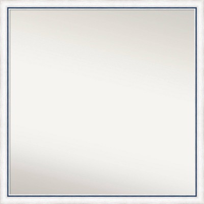 28"x28" Non-Beveled Morgan Wood Bathroom Wall Mirror White/Blue - Amanti Art: Square, Modern, Wall Mount