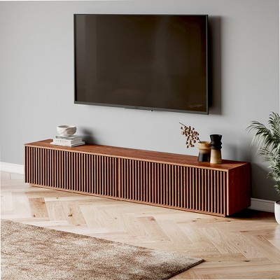 POVISON 95" Modern Wood TV Stand, Minimalist Slatted Entertainment Center,Media Console, TV Console, Perfect for 85-inch TVs