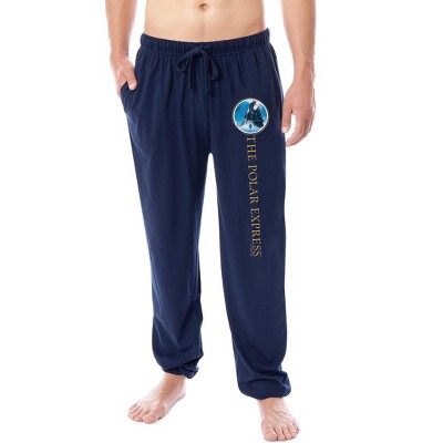 The Polar Express Men's Train Movie Film Logo Sleep Jogger Pajama Pants Blue