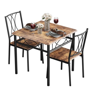 Small Dining Table Set for 2, Square Table and Chairs Set of 2, 3 Piece Kitchen Table Set of 2 with Upholstered Chairs