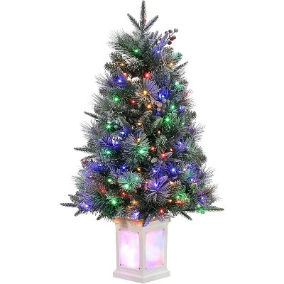 Whizmax 3ft Pre-Lit Artificial Holiday Christmas Tree with 78 Lights, Red Berry Clusters and Transparent Light Box for Home Office Decoration