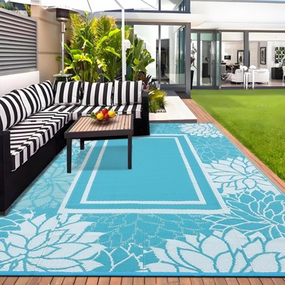 Outdoor Patio Plastic Straw Rug - 5x8 ft Outdoor Camping Rug Waterproof Reversible, Area Carpet Patios, Outside Porch Balcony Deck for Camper