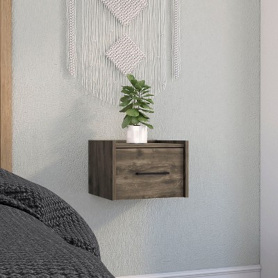 NicBex 1 Drawer Nightstand with Black Handles,Wall Mounted Bedside Table with Storage Space,Modern Side Table for Bedroom