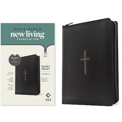 NLT Compact Giant Print Zipper Bible, Filament Enabled (Leatherlike, Black Cross, Red Letter) - by  New Living Translation (Leather Bound)
