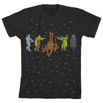 Scooby Doo and Monsters Youth Black Short Sleeve Crew Neck Tee