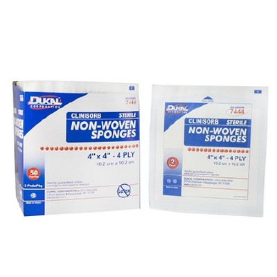 Dukal Non-woven Sponge 4 Ply Sterile 4" x 4", 50 Ct