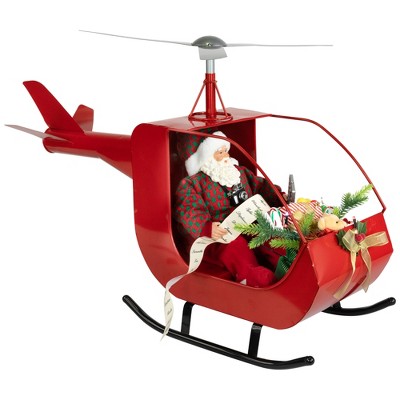Northlight Lighted and Musical Santa Claus Helicopter Christmas Decoration - 31"