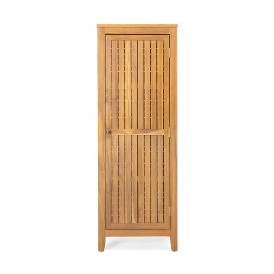 Christopher Knight Home Gribs Outdoor Patio Storage Cabinet Acacia Wood Teak Finish