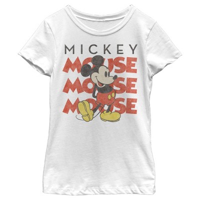 Girl's Disney Mickey Mouse Name Stack Distressed T-Shirt