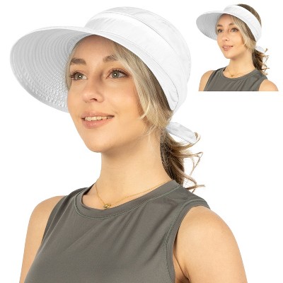 SUN CUBE Women Sun Hat for Outdoor UV Protection, Wide Brim Sun Hat Ponytail, Convertible Zip-Off Beach Hat Visor