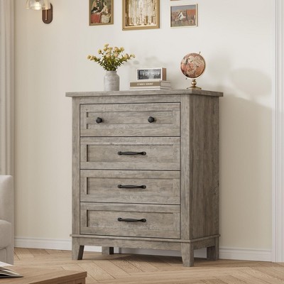 Dresser for Bedroom, 34.8" Tall Vertical Drawer Dresser with Large Storage, Freestanding Wooden Closet Chest for Bedroom