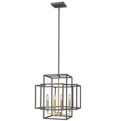 Titania 4-Light Pendant - Modern Steel Fixture in Black & Brushed Nickel, 18" Dimmable