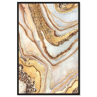 Art Remedy Golden Lines Agate and Geode Wall Art Framed