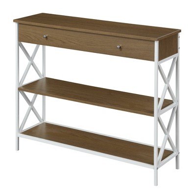 Breighton Home Tucson 1 Drawer Console Table with Shelves Driftwood/White: Metal Frame, MDF Top, Entryway Storage