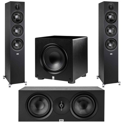 Elac - Two DF63-BK - Debut 3.0 6.5" Floor Speaker - Black, Elac DC63-BK - Debut 3.0 6.5" Center Speaker - Black and Elac PS350-BK - Varro Premium 1...