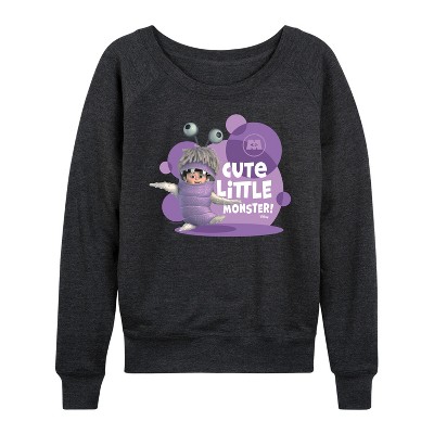 Women's - Disney - Boo Cute Little Monster Lightweight French Terry Wide Neck Long Sleeve Graphic Shirt