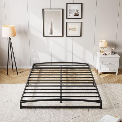 Low Bed Frame Full Size, 6-Inch Heavy Duty Metal Platform, No Box Spring Required, Noise-Free, Non-Slip, Easy Assembly, White