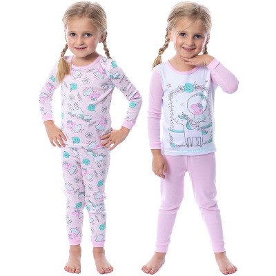 Peppa Pig Toddler Girls' Unicorn 4 Piece Long Sleeve Pajama Set Mix Match