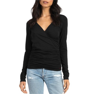 n:philanthropy Womens Mateese Wrap-Front Pullover Blouse