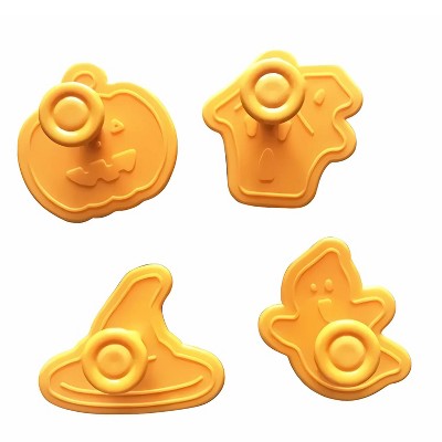 Kitcheniva Halloween Small Cookie Cutter Set 4 Pcs – Ghost, Pumpkin, Witch Hat & Haunted House Shapes