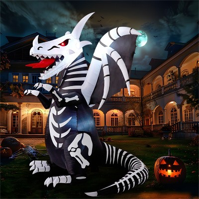 Joyfy 8 FT Halloween Inflatables Outdoor Decoration, Inflatable Skeleton Dragon with Red LED Eyes for for Halloween Outdoor Yard Lawn Party Decoration