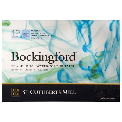 St Cuthberts Bockingford Watercolor Pad, Cold Pressed, Glue Binding, 140lb/300gsm, 12 Sheet, 7x10 inch, 1 Count