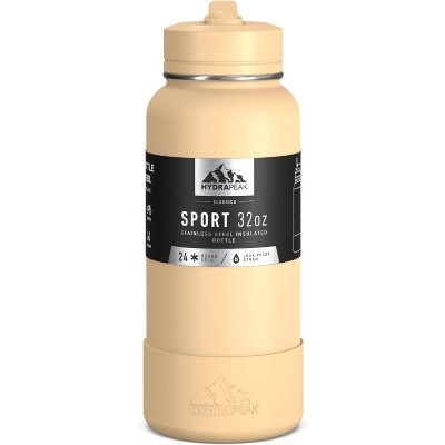 Hydrapeak Sport Stainless Steel Insulated Water Bottle With Spill Proof Straw Lid And Matching Rubber Sport Boot