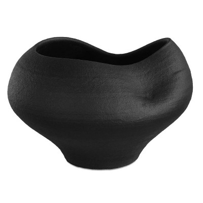 Uttermost Nocturne Textured Black Ceramic Bowl 14 Inch Wide Decorative Accent