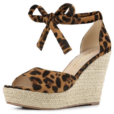 Allegra K Women's Espadrilles Tie Up Ankle Strap Wedges Sandals