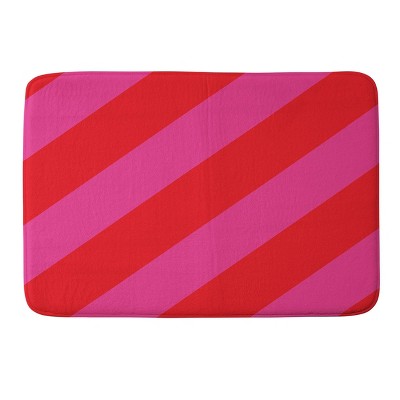 Camilla Foss Bold Striped Memory Foam Bath Rug Pink - Deny Designs: Machine Washable, Microfiber, Non-Slip Backing