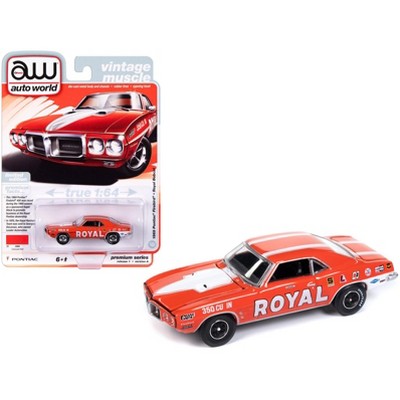 1969 Pontiac Firebird Royal Bobcat Carousel Red w/White Stripes & Graphics "Vintage Muscle" 1/64 Diecast Model Car by Auto World