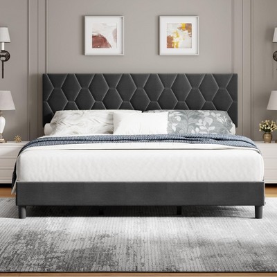 Twin/Full/Queen/King Bed Frame with Adjustable Upholstered Headboard, Platform Bed Frame, No Box Spring Needed
