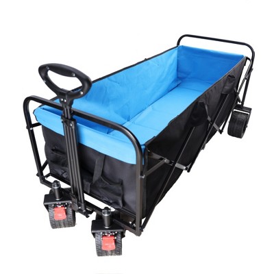 SEVOBAL Utility Storage Cart Large Capacity Large Folding Trolley Garden Shopping Beach Trolley, Black And Blue, 57.00"*24.80"*41.30"