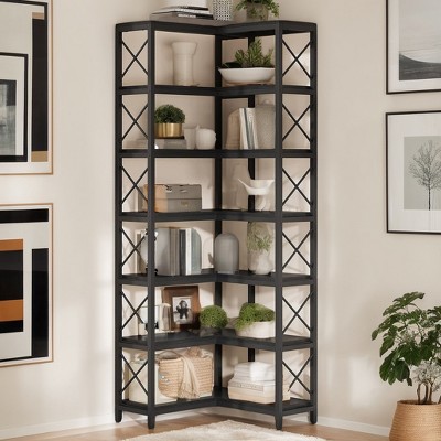 Hommoo 7-Tier Tall Corner Bookshelf