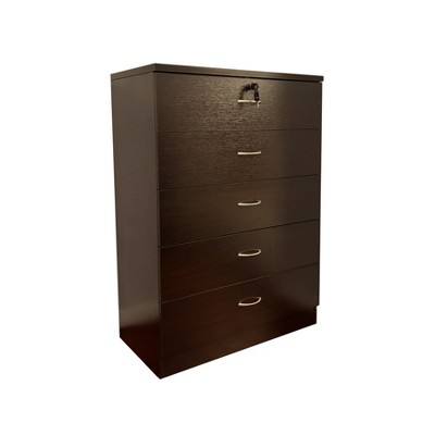 Kumasinova Five-Drawer Chest Dresser with Metal Handle,Particle Board Chest of Drawers,Entryway,Bedroom Furniture with 1 Piece,Espresso