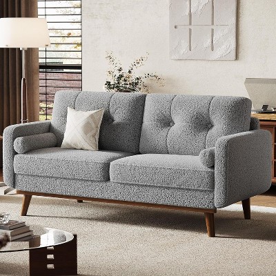 GAOMON 65" Loveseat Sofa, Mid Century Modern Couch Comfy Love Seat Couches for Living Room, 2 Seater Deep Seat Couch Teddy Fleece