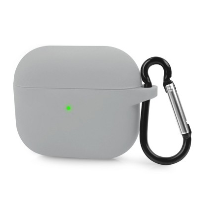 Insten Silicone Case Compatible with Airpods 3 3rd Gen 2021 Earbuds Protective Cover with Carrying Keychain for Girls Women Boys Men, Gray