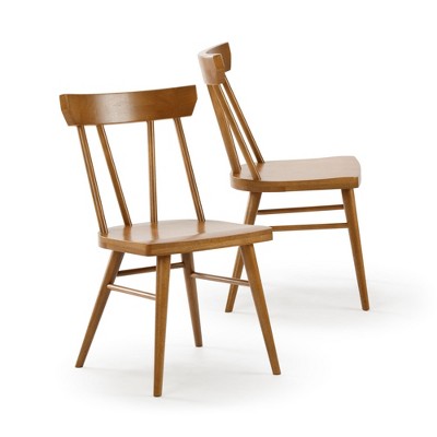 Plank+Beam Windsor Dining Chair Set of 2, Solid Wood Chairs for Kitchen, Office, Living Room